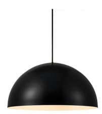 Image of Modern Pendant Light Black Dome Metal White Lining Kitchen Dining Room E27 Base
