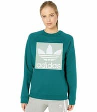 Image of Adidas Originals Women's Trefoil Sweatshirt Fashion Top Long Sleeve -Noble Green