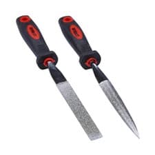Image of 2pc Diamond File Set 120 Grit 4" Half Round Taper & Flat Stone Glass Metal