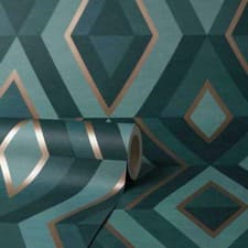 Image of Fine Decor Shard Diamond Geo Metallic Wallpaper FD42609 Emerald