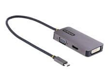 Image of Startech USB C Video Adapter USB C to HDMI DVI VGA Adapter Up to 4K 60Hz Aluminu