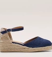 Image of Castaner Carol Cotton Wedge Espadrille Sandal Azul Oxford UK Size 7