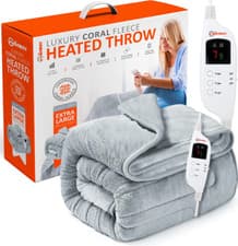Image of Heated Throw Blanket Electric Coral Fleece Sherpa 150W Energy Efficient Warmth