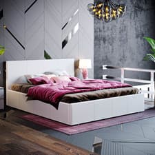 Image of Beige Grey Linen Ottoman Bed Frame Single Double King Size Storage Lift Up