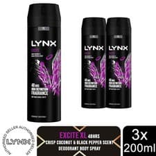 Image of Lynx XL 48-H High Definition Fragrance Excite Body Spray Deodorant 3 Pack, 200ml