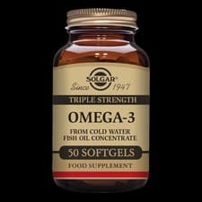 Image of Solgar Omega 3 Triple Strength 50 Softgels Free of Gluten, Wheat, Yeast