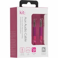 Image of Kitsound 1m 3.5mm Jack to Jack Aux Cable STEREO Audio Auxiliary Lead PC Car Pink