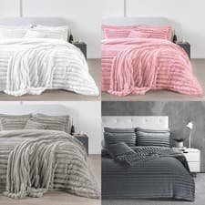 Image of Big Cord Teddy Fleece Cosy Warm Bedding Set Duvet Pillow Cushion Covers & Throw