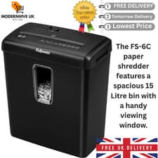 Image of Fellowes Paper Shredder for Home Use - 6 Sheet Cross Cut 15 liters bin