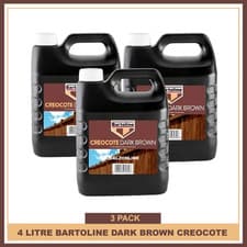 Image of 3 x 4L Bartoline Creocote Oil Based Timber Treatment Dark Brown Creosote