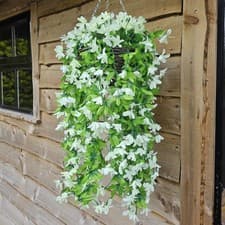 Image of Best Artificial Trailing Lily Flower Hanging Decor Outdoor Wicker Basket Planter