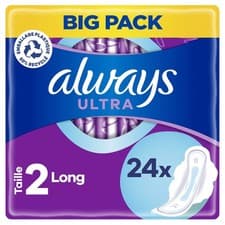 Image of Always Ultra Sanitary Pads Long 24 Pack – Size 2 with Wings