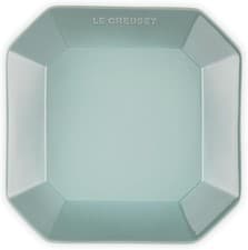 Image of Le Creuset Octagon Square Plate 22cm Sea Salt Stoneware Microwave Oven Safe New