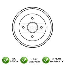 Image of Brake Drum Rear SJR Fits Renault Kangoo 1997- Nissan Kubistar 2003- 4320000QAG