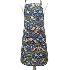 Image of William Morris Navy Minor Strawberry Thief Fabric Halter Apron 90X7