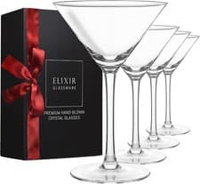 Image of Martini Glasses Set of 4 - Hand Blown Crystal Martini Glasses with Stem