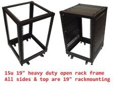 Image of 15U 19" Rackmount 4 Post Open Rack Server Frame ALL SIDES & TOP RACKMOUNTABLE