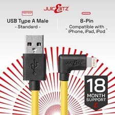 Image of Heavy Duty Strong Angled USB Charging Cable for iPad Air,  iPhone 14 13 12 11 SE