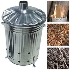 Image of Large 90L Garden Incinerator Burner Bin for Garden Rubbish Metal Incinerator