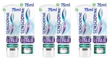 Image of 3 x Boxes Sensodyne Clinical Repair Toothpaste. Deep Clean. 75 ml.