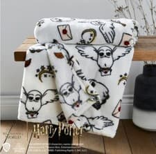 Image of Harry Potter White Hedwig Fleece Blanket Throw Decor Bedding
