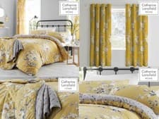 Image of Catherine Lansfield Canterbury Floral Ochre Duvet Quilt Cover Set Or Accessories