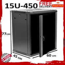 Image of 15U 19" Black Data Network Cabinet Wall Server or Switch Comms Rack  450mm Depth