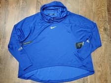 Image of Women's Nike Icon Clash Long-Sleeve Running Hoodie Plus 2X Blue Metallic Gold
