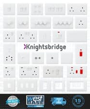 Image of KNIGHTSBRIDGE WHITE CURVED EDGE Switches & Sockets + USB FULL RANGE