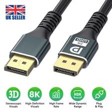 Image of 8K@120Hz DisplayPort Cable 2M High Speed DP to MiniDP for Gaming Monitor TV New