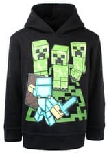 Image of Minecraft Boys Hoodie Black Sweatshirt Creeper Jersey Long Sleeve Top Age 6-12
