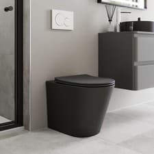 Image of Back to Wall Rimless Matt Black Toilet & Soft Close Seat Dual Flush Modern