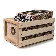 Image of New CROSLEY LP RECORD STORAGE CRATE NATURAL WOOD RETRO DESIGN