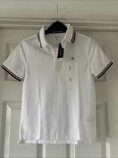 Image of Tommy Hilfiger Boys White Polo Shirt Age 8-10 Brand New