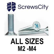 Image of PHILLIPS MACHINE SCREWS COUNTERSUNK ZINC PLATED STEEL DIN 965 M2 M3 M4 FLAT HEAD
