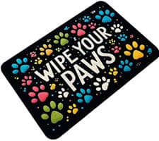 Image of Dog Mat with Colorful Paw Prints Washable Absorbent Non-Slip Mat 50 x 80cm