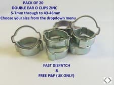 Image of PACK of 20 O CLIPS DOUBLE EAR ZINC (hose clips, pipes, tubes, air, fuel)