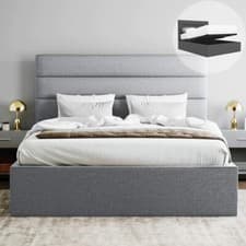 Image of OTTOMAN STORAGE GAS LIFT UP DOUBLE & KING SIZE FABRIC BED MEMORY FOAM MATTRESS