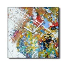 Image of Silent Clock Canvas 30x30 Painting Abstract Colourful Image Wall Home Decor