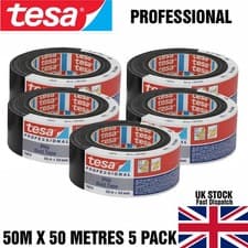Image of Tesa PRO 74613 Professional Utility Duct Gaffer Tape 48mm x 50m Black 5 PACK