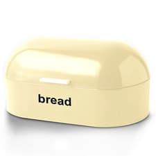 Image of AMERICAN STYLE BREAD BIN CURVED LID STEEL KITCHEN FOOD STORAGE IN 3 COLOURS