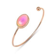 Image of Rose Gold Mood Bracelet Oval Color Change Crystal Stone Open Cuff Wrap Stacka...