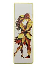 Image of Fall in Love Bookmark – Autumn Leaves Romantic Couple – Nature Inspired Gift for