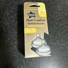 Image of Tommee Tippee Closer to Nature - 2X Med Flow Teats ~ Pack of 2 ~3m+, Brand New