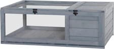Image of PawHut Tortoise House with Mesh Roof, Small Pet Reptile Wooden House - Grey
