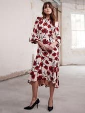 Image of Mint Velvet Floral Ruffle Hem Midi dress Size 12