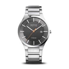 Image of Bering Time - Solar - Mens Brushed Silver-tone Watch - 15239-779