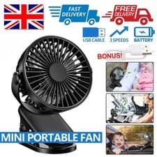 Image of 3 Speeds Mini Cooling Fan USB Rechargeable Clip On Desk Baby Stroller Portable