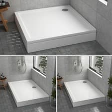 Image of 30mm Shower Enclosure Stone Tray Square / Rectangle with Riser Kit & Free Waste