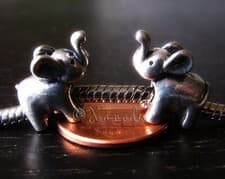 Image of 2PCs Lucky Baby Elephants WithTrunks Up - Beads For European Charm Bracelets